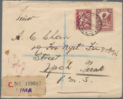 06655 Malaiische Staaten - Perak: INCOMING MAIL: 1933 (1.3.), Registered Cover From Lima/PERU With Prov. R - Perak