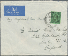 06687 Malaiische Staaten - Perak: 1937, 50c. Black/emerald, Single Franking On Airmail Cover From "IPOH 5 - Perak