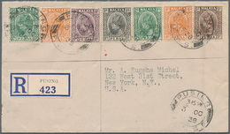 06690 Malaiische Staaten - Perak: 1938/1939, PUSING: Registered Cover With Seven Stamps Sultan Iskandar 1c - Perak