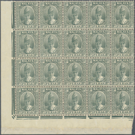 06703 Malaiische Staaten - Perak: 1938, Sultan Iskandar Definitive 8c. Grey Blocks Of 20 From Lower Left C - Perak