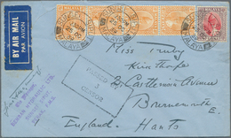 06717 Malaiische Staaten - Perak: 1939, 4c. Orange Single Copy And Vertical Strip Of Three Plus 40c. Scarl - Perak