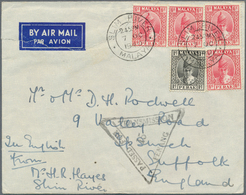 06727 Malaiische Staaten - Perak: 1940, 55c. Rate (franking On Front/on Reverse) On Airmail Cover From "SL - Perak