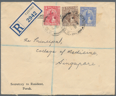 06745 Malaiische Staaten - Perak: 1941 (31.3.), Registered Cover With Sultan Iskandar 12c. Ultramarine, 6c - Perak