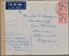 06751 Malaiische Staaten - Perak: 1941, 25c. Dull Purple/scarlet, Vertical Pair On Airmail Cover From "TAN - Perak