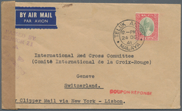 06756 Malaiische Staaten - Perak: 1941 (24.10.), Sultan Iskandar $2 Green/scarlet On Airmail Cover 'Clippe - Perak