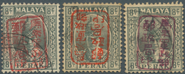 06770 Malaiische Staaten - Perak: Japanese Occupation, 1942, General Issues, Small Seal Ovpts: On 8 C. Gre - Perak