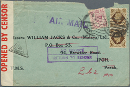 06796 Malaiische Staaten - Perak: 1942, Cover GB To Kl. Bearing KGVI 3d & 1s. Censor Label Resealung Left - Perak