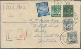 06802 Malaiische Staaten - Perak: 1947 (14.3.), Registered Airmail Cover Bearing Optd. KGVI Heads 50c. Bla - Perak