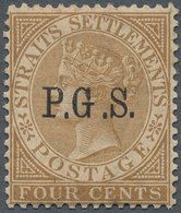 06827 Malaiische Staaten - Perak-Dienstmarken: 1889, Straits Settlements QV 4c. Brown With Wmk. Crown CA O - Perak