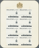 06842 Malaiische Staaten - Sabah: 1965, Orchids Imperforate PROOF Block Of Eight With Black Printing Only - Sabah