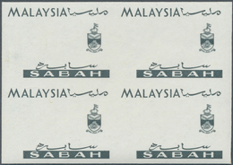 06843 Malaiische Staaten - Sabah: 1965, Orchids Imperforate PROOF Block Of Four With Black Printing Only O - Sabah