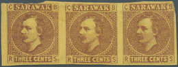 06845 Malaiische Staaten - Sarawak: 1871, Sir Charles Brooke 3c. Brown On Yellow In A Horizontal Imperfora - Other & Unclassified