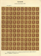 06848 Malaiische Staaten - Sarawak: 1871 3c. Brown/yellow Complete Sheet Of 100, Left Pane B From Stone 3, - Sonstige & Ohne Zuordnung