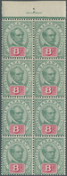 06861 Malaiische Staaten - Sarawak: 1880, Sir Charles Brooke Without Wmk. 8c. Green/carmine Block Of Eight - Altri & Non Classificati