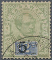 06868 Malaiische Staaten - Sarawak: 1891, Sir Charles Brooke 12c. Green And Blue Surcharged '5' With 'C' O - Sonstige & Ohne Zuordnung