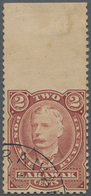 06873 Malaiische Staaten - Sarawak: 1895, Sir Charles Brooke 2c. Brown-red From Upper Margin IMPERFORATE B - Other & Unclassified