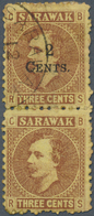 06878 Malaiische Staaten - Sarawak: 1899, 2c. On 3c. Brown/yellow, Vertical Pair Showing Variety "lower St - Altri & Non Classificati