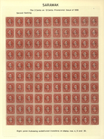 06881 Malaiische Staaten - Sarawak: 1899 Provisional 2c. On 12c. Red/pale Rose, Complete Sheet Of 100 From - Other & Unclassified