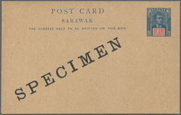 06901 Malaiische Staaten - Sarawak: 1918, 1 C Blue And Red Postal Stationery Card With Diagonal Ovp SPECIM - Altri & Non Classificati