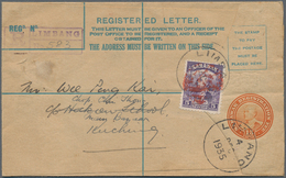 06955 Malaiische Staaten - Sarawak: 1935, 15 C Orange Registered Pse (formate G), Uprated With 5 C Violet, - Other & Unclassified