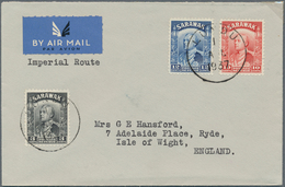 06974 Malaiische Staaten - Sarawak: 1937, Airmail Cover (Imperial Route) With 3c, 10c And 12 C Tied By LUN - Andere & Zonder Classificatie