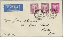 06977 Malaiische Staaten - Sarawak: 1938, Airmailetter To England Bearing 1c (2) And 4c Brooke Tied By LUB - Andere & Zonder Classificatie