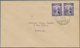 07006 Malaiische Staaten - Sarawak: 1947, Cover Bearing Pair 5c Brooke Tied By KUCHING PQAUEBOT Datestamp. - Andere & Zonder Classificatie