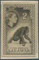 07008 Malaiische Staaten - Sarawak: 1955 (ca.), QEII Definitive Issue 2c. 'Young Orang-Utan' Black/white F - Other & Unclassified