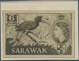 07010 Malaiische Staaten - Sarawak: 1955 (ca.), QEII Definitive Issue 6c. 'Malabar Pied Hornbill' Black/wh - Other & Unclassified