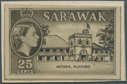07017 Malaiische Staaten - Sarawak: 1955 (ca.), QEII Definitive Issue 25c. 'Astana, Kuching' Black/white F - Andere & Zonder Classificatie