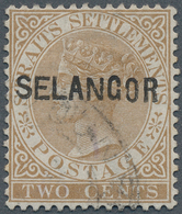 07025 Malaiische Staaten - Selangor: 1882, Straits Settlements QV 2c. Brown With Wmk. Crown CC With Black - Selangor