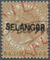07026 Malaiische Staaten - Selangor: 1882-83 2c. Brown, Wmk Crown CA, Optd. By Type 11, Used And Cancelled - Selangor