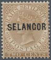 07028 Malaiische Staaten - Selangor: 1883, Straits Settlements QV 2c. Brown With Wmk. Crown CA With Black - Selangor