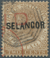 07029 Malaiische Staaten - Selangor: 1883, Straits Settlements QV 2c. Brown Wmk. Crown CA With Black Opt. - Selangor