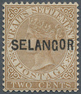 07030 Malaiische Staaten - Selangor: 1883, Straits Settlements QV 2c. Brown With Wmk. Crown CA With Black - Selangor