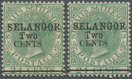 07040 Malaiische Staaten - Selangor: 1891, Straits Settlements QV 24c. Green With Wmk. Crown CA With Black - Selangor