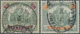 07052 Malaiische Staaten - Selangor: 1897/1899, Elephants $10 Green/purple And $25 Green/orange Both Fine - Selangor