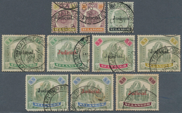 07059 Malaiische Staaten - Selangor: 1900 JUDICALS: Complete Set Of 8 Values And $1 And $5 With Ovpt. In R - Selangor