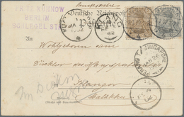 07061 Malaiische Staaten - Selangor: 1902, Incoming Ppc From Berlin/Germany 3.1.02, Four Different Malayan - Selangor