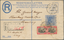 07068 Malaiische Staaten - Selangor: 1907, KLANG: Federated Malay States Registered Letter 10c. Blue Tiger - Selangor