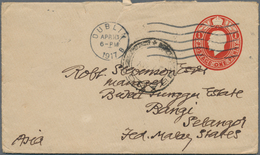 07086 Malaiische Staaten - Selangor: 1917, TRAVELLING POST OFFICE: Incoming Stat. Envelope KGV 1d. Red Fro - Selangor