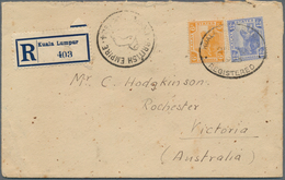 07106 Malaiische Staaten - Selangor: 1923 (25.8.), Registered Cover Bearing FMS Tiger 12c. Ultramarine And - Selangor