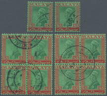 07224 Malaiische Staaten - Selangor: 1936, Sultan Suleiman $5 Green/red On Emerald Two Singles And Two Blo - Selangor