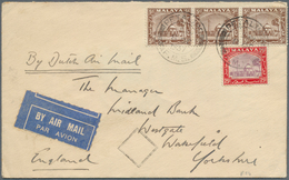 07232 Malaiische Staaten - Selangor: 1937 (8.10.), Airmail Cover Franked On Both Sides With Mosque 25c. Pu - Selangor