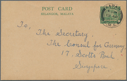 07272 Malaiische Staaten - Selangor: 1939, 2 C Green "mosque" Postal Stationery Card With Double Circle Da - Selangor