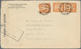 07282 Malaiische Staaten - Selangor: 1940, STATION STREET KUALA LUMPUR: Mosque 4c. Orange Pair + Single Us - Selangor