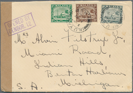 07302 Malaiische Staaten - Selangor: 1941, ULU YAM: Mosque 8c. Grey, 5c. Brown And 2c. Green Used On Cover - Selangor