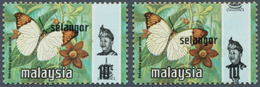 07399 Malaiische Staaten - Selangor: 1977, 10c. "Great Orange Tip", Two Copies With Downwards Shifted Blac - Selangor