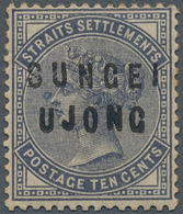 07405 Malaiische Staaten - Sungei Ujong: 1882, Straits Settlements QV 10c. Slate With Opt. 'SUNGEI / UJONG - Other & Unclassified