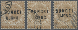 07406 Malaiische Staaten - Sungei Ujong: 1883-84 Three Different Overprints On 2c. Brown, Wmk Crown CA, Wi - Autres & Non Classés